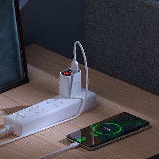 Bộ cóc cáp sạc BA58 Borofone - 2 cổng sạc USB, có màn LCD hiển thị sạc - cổng Type C chuẩn US