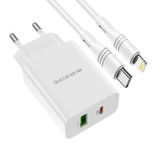 Bô Cóc Cáp Sạc Nhanh BA56A PD3.0 20W Borofone - 1 Cổng Sạc USB, 1 Cổng Sạc Type-C chuẩn EU