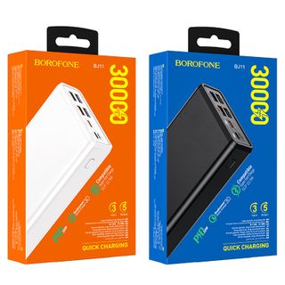 Pin sạc dự phòng BJ11 Borofone dung lượng 30000mAh, 4 cổng sạc USB, 1 cổng sạc Type C, có màn LCD hiển thị dung lượng pin