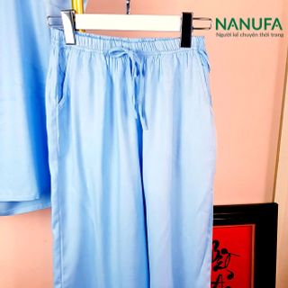 Đồ bộ nữ mặc nhà xanh trơn da trời 42-50 , vải tole thoáng mát giá sỉ