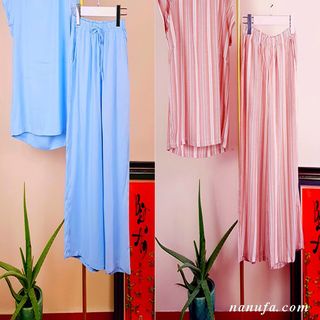 Đồ bộ nữ mặc nhà xanh trơn da trời 42-50 , vải tole thoáng mát giá sỉ