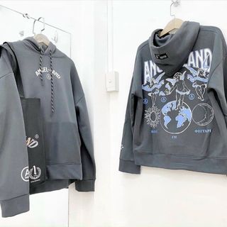 Áo hoodie in ANGEL LAND nỉ ngoại mềm mịn nón 2 lớp trẻ trung, năng động