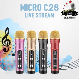 Micro thu âm C28 - micro cao cấp livestream, thu âm, karaoke online không cần soundcard - Tích hợp autotune - Tương thích với mọi điện thoại thông minh - Hát cực hay, giá cực tốt - Tặng kèm tai nghe nhét tai giá sỉ