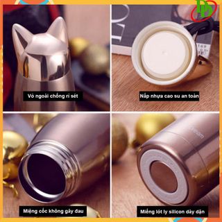 BÌNH NƯỚC GIỮ NHIỆT - GIỮ NHIỆT LÊN ĐẾN 12H HÌNH THỎ THIẾT KẾ DỄ THƯƠNG CAO CẤP LK2702 DUNG TÍCH 500ML