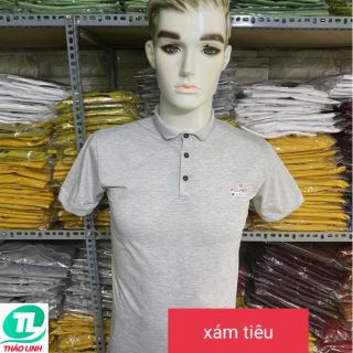 ÁO THUN CỔ TRỤ CHÂN SƠ MI- XÁM TIÊU