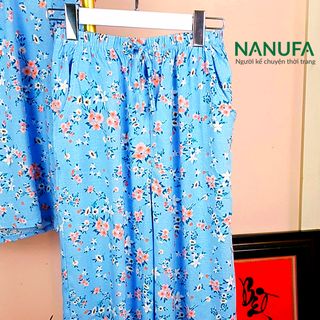 [GIÁ SỈ TỐT] Đồ bộ nữ (bông xanh nhỏ), vải tole thoáng mát chiều cao (152-175) cân nặng (40-70kg)