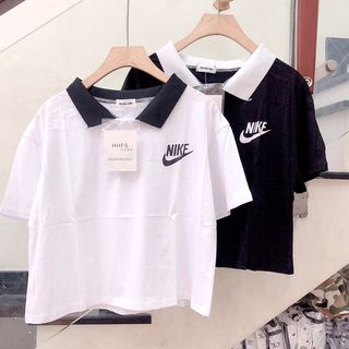 Áo thun cổ bẻ croptop QC