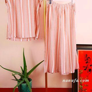 [ĐỒ BỘ NỮ] (sọc nâu, nặng từ 40-70 kg, cao 1m52-1m75 )vải tole thoáng mát, [giá sỉ tốt]