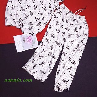 [GIÁ SỈ TỐT] Đồ bộ nữ (BÔNG ĐỎ), vải tole cao (152-175) thoáng mát nặng (40-70kg)
