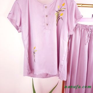 [Đồ bộ vải nhập] màu tím nhạt chất liệu mát thoáng, (giá sỉ tốt) cao (152-175) nặng (40-70kg