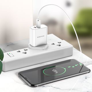 Cóc Sạc Nhanh BA55B PD3.0 18W Borofone - 1 Cổng Sạc USB, 1 Cổng Sạc Type-C chuẩn UK