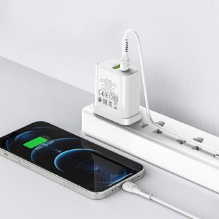 Cóc Sạc Nhanh BA55B PD3.0 18W Borofone - 1 Cổng Sạc USB, 1 Cổng Sạc Type-C chuẩn UK