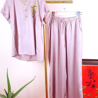 [Đồ bộ vải nhập] màu tím nhạt chất liệu mát thoáng, (giá sỉ tốt) cao (152-175) nặng (40-70kg