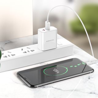 Cóc Sạc Nhanh BA55 PD3.0 18W Borofone - 1 Cổng Sạc USB, 1 Cổng Sạc Type-C chuẩn US