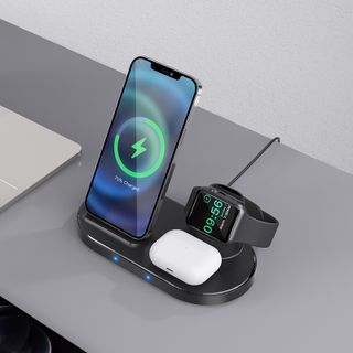 Đế Sạc Không Dây 3in1 cho Apple Watch, iPhone Và Aripods BQ10 Borofone