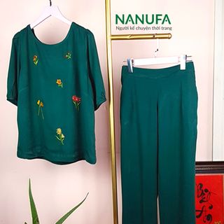 [Đồ bộ vải nhập] xanh đậm chất liệu mát thoáng, (giá sỉ tốt) cao (152-175) nặng (40-70kg)