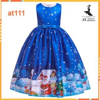 Váy công chúa AT111 cho bé gái từ 14 -> 45kg - họa tiết noel cho bé mặc đi chơi giá sỉ