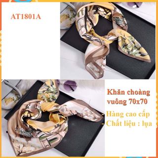 Khăn choàng vuông cao cấp chất liệu mềm mịn AT1801- Lụa Satin- điệu đà cho phái nữ
