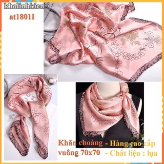Khăn choàng vuông cao cấp chất liệu mềm mịn AT1801- Lụa Satin- điệu đà cho phái nữ