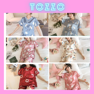 Đồ bộ mặc nhà đồ bộ pijama đồ ngủ lụa nữ cộc tay chất lụa satin quần đùi dễ thương phong cách hàn quốc BLC01 giá sỉ