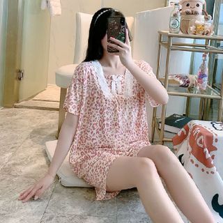 Đồ bộ mặc nhà đồ ngủ nữ cộc tay quần đùi họa tiết bò sữa cute dễ thương giá rẻ mặc mùa hè phong cách hàn quốc BNNO01