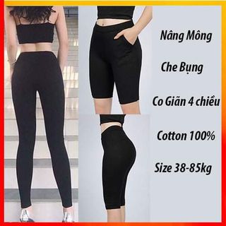 Quần legging nữ ngố dài cotton co dãn 4c nâng mông đẹp
