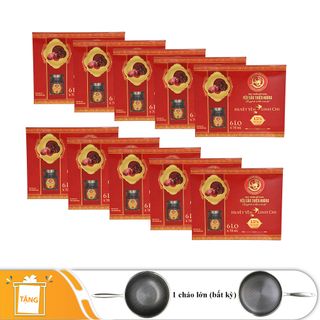 10 HỘP YẾN SÀO THIÊN HOÀNG 15% HUYẾT YẾN LINH CHI (6 Lọ/ hộp) - TẶNG 1 CHẢO BẤT KÌ
