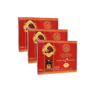 10 HỘP YẾN SÀO THIÊN HOÀNG 15% HUYẾT YẾN LINH CHI (6 Lọ/ hộp) - TẶNG 1 CHẢO BẤT KÌ