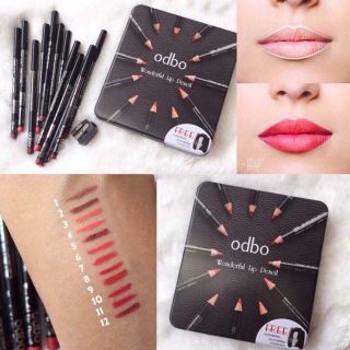 Hộp Chì Kẻ Môi Odbo Wonderful Lip Pencil Thái Lan, hộp 12 cây tặng kèm chuốt chì