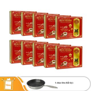 10 HỘP YẾN SÀO THIÊN HOÀNG 15% HUYẾT YẾN LINH CHI (6 Lọ/ hộp) - TẶNG 1 CHẢO BẤT KÌ