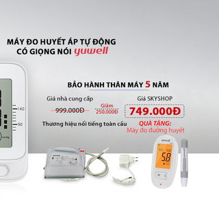 Máy Đo Huyết Áp Có Giọng Nói Yuwell YE660E - Tặng Máy Đo Đường Huyết Yuwell