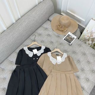 Sét bộ vest cổ ren chất tuyết mưa mềm mại chân váy kèm quần lót trong bao đẹp