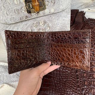 VÍ CÁ SẤU MỘT MẶT GÙ GAI MÀU ĐEN