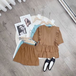 Sét bộ bèo tầng diện ở nhà đi chơi chất đũi tơ dệt sợi nổi qc cao cấp cực mềm đẹp mát