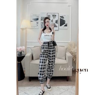 Sét áo 3 lỗ thêu nổi kèm quần bom kẻ thụng cực hot