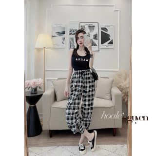 Sét áo 3 lỗ thêu nổi kèm quần bom kẻ thụng cực hot