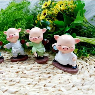 Bộ 4 tượng heo múa túy quyền