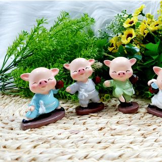 Bộ 4 tượng heo múa túy quyền