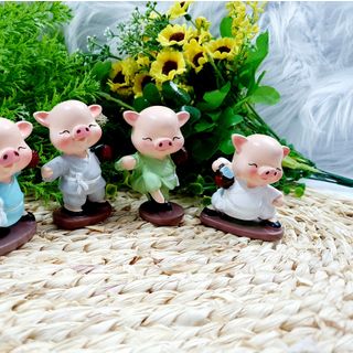 Bộ 4 tượng heo múa túy quyền