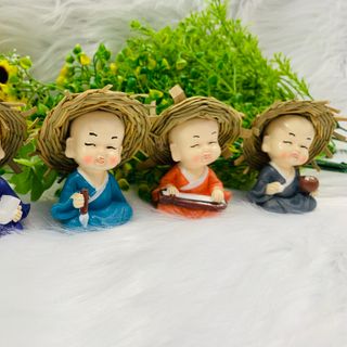 Bộ 4 tượng cầm kỳ thi họa đội nón rơm