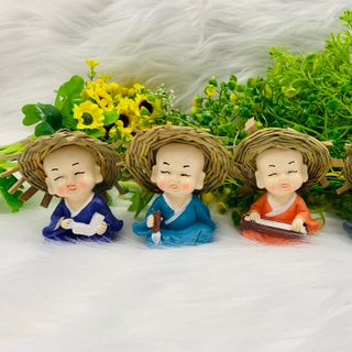 Bộ 4 tượng cầm kỳ thi họa đội nón rơm