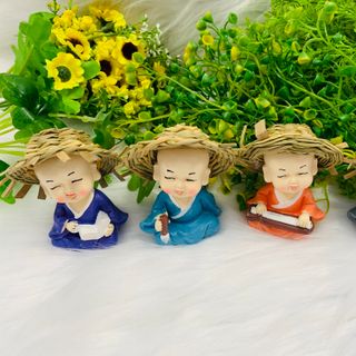 Bộ 4 tượng cầm kỳ thi họa đội nón rơm
