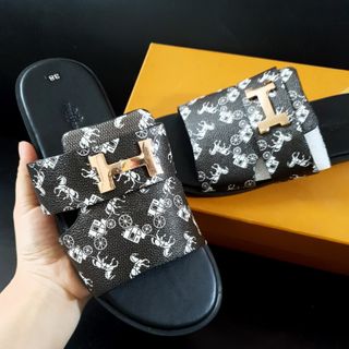 [ẢNH THẬT-BH 2 năm] Dép Da thật nam chữ H Gắn hoa văn chất da thật siêu bền đẹp thời trang dép được sản xuất tại xưởng