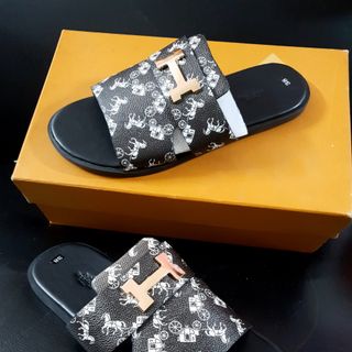 [ẢNH THẬT-BH 2 năm] Dép Da thật nam chữ H Gắn hoa văn chất da thật siêu bền đẹp thời trang dép được sản xuất tại xưởng