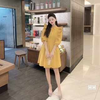 SET VÁY VÀNG CỔ ĐỨC BÈO TAY BỒNG SIÊU XINH HÌNH VÀ VIDEO QUAY THẬT