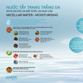 NƯỚC TẨY TRANG TRẮNG DA CHO DA KHÔ, DA MẤT NƯỚC, DA NHẠY CẢM MICELLAR WATER