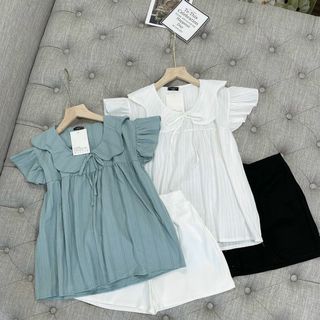 SET BỘ ĐŨI DỆT CỔ SEN KÈM QUẦN SHORTS XINH MÁT LẠNH ẢNH VÀ VIDEO THỰC TẾ SẢN PHẨM