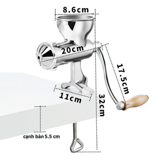 Máy ép chậm cỏ lúa mì bằng tay inox (Thép không gỉ 304)