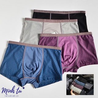 [Ảnh thật] Full hộp 4 quần sịp boxer MEN'S vải lưới thoát khí, quần lót nam thông hơi thoáng mát giá sỉ