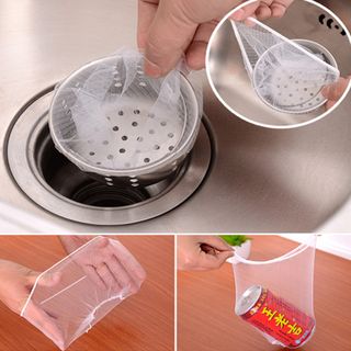 Combo 100 Túi lưới lọc rác thông minh Helfer cho bồn rửa chén bát co giãn thích hợp với nhiều loại ống